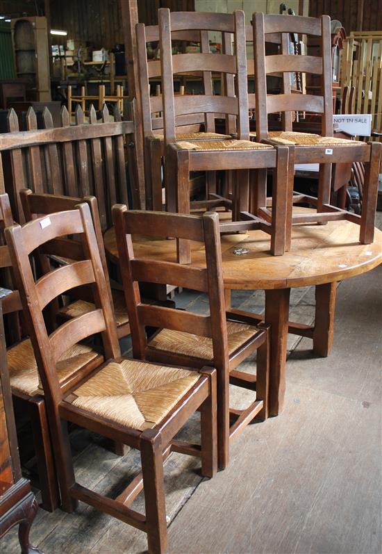 8  oak ladderback chairs